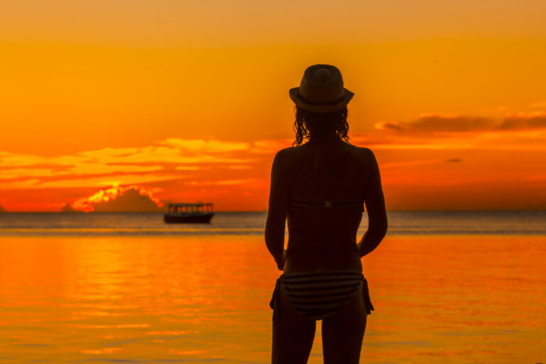Playing on a beach on Roatan Island